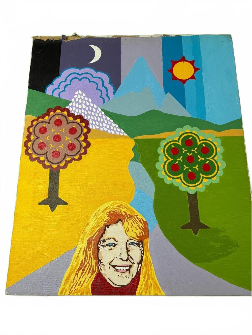 Vintage 1996 Cosmic Ghigau Goodwin Folk Art Painting 20x24